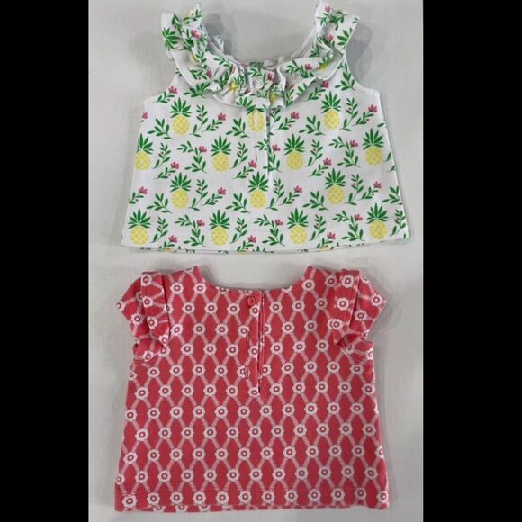 Janie and Jack Lot of Two Ruffle Ponte Top Orange and White Size 12/18 Month - Picture 2 of 6
